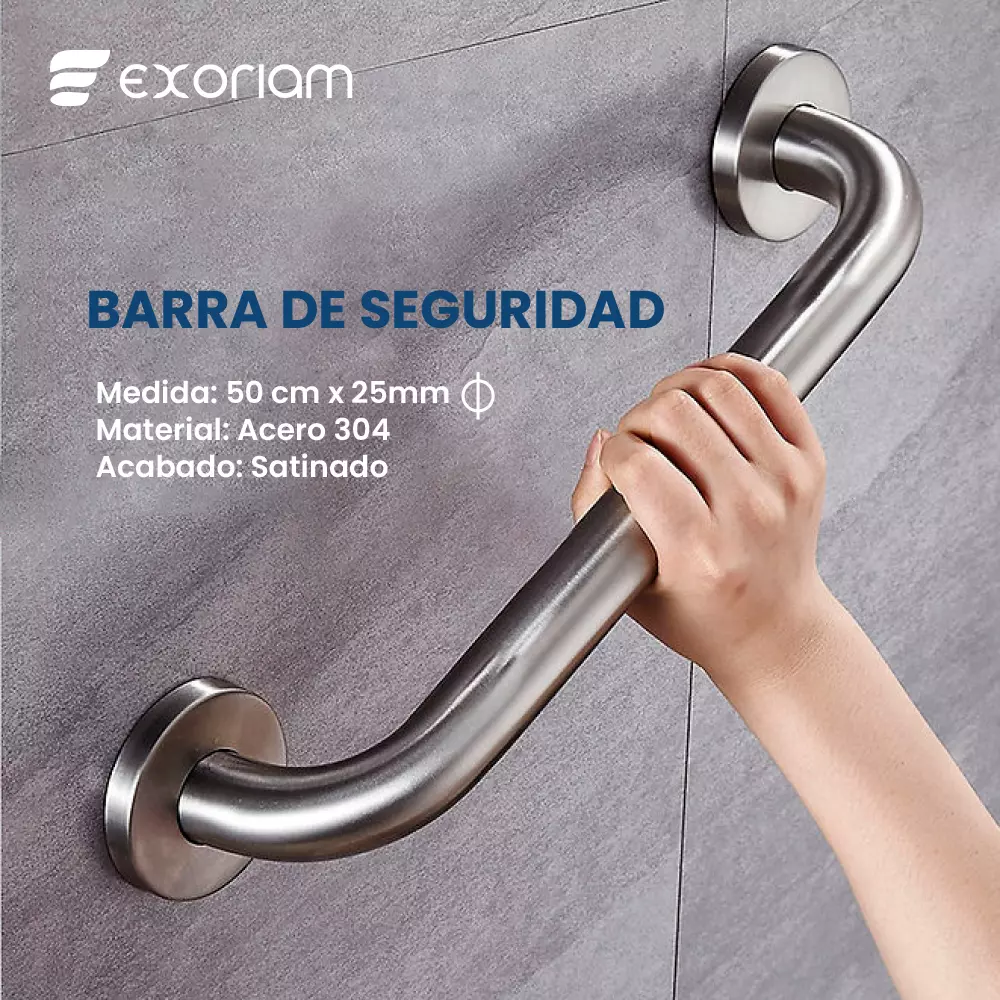 Barra de apoyo inoxidable 50 cm color satinado – seguridad en ducha y baño