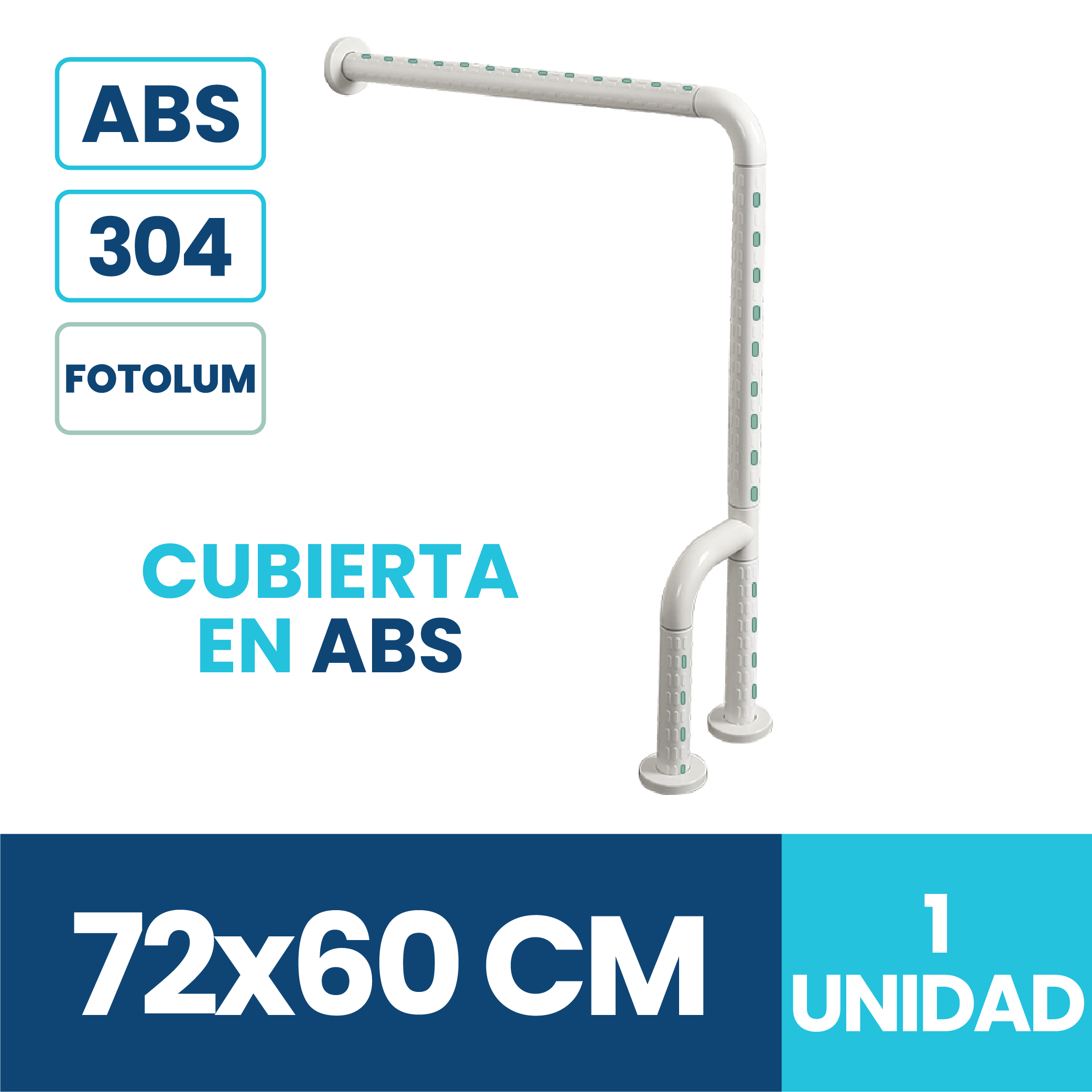 Barra de Apoyo para Baño Lateral con ABS Antideslizante y Acero 304 – Exoriam