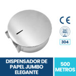 Dispensador De Papel Higiénico Jumbo Elegante De Acero Inoxidable Exoriam 26cm X 26cm X 13cm