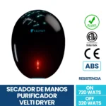 Secador De Manos Velti Dryer Polipropileno Exoriam 32.2cm X 27cm X 14.5cm Peso 2.8 Kg