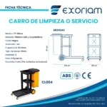 Carro De Limpieza Multi Funcional Porta Elementos Plástico Abs Negro Exoriam  97cm X 49cm X 114cm - Imagen 3