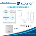 Secador De Manos Turbo Hepa Acero Inoxidable Exoriam 32cm X 28.6cm X 11cm Peso 2.8 Kg - Imagen 3