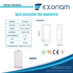 Secador De Manos Jet Square Plastico Abs Exoriam 64.9cm X 30cm X 19.4 Cm Peso 8.6 Kg - Imagen 3