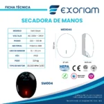 Secador De Manos Velti Dryer Polipropileno Exoriam 32.2cm X 27cm X 14.5cm Peso 2.8 Kg - Imagen 3