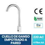 Grifería Con Sensor Automático Cuello De Ganso Empotrable Exoriam 29.5cm X 21.5cm X 4.3cm