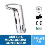 Grifería Con Sensor Automático Mezcladora Bronce Cromado Exoriam 20cm X 9cm X 5cm