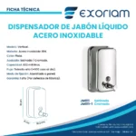 Dispensador De Jabón En Acero Inoxidable De 800ml Exoriam18cm x 10.2cm x 6cm - Imagen 4
