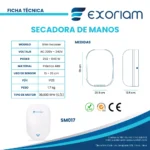 Secador De Manos Slim Veloster Plastico Abs Exoriam 28cm X 20.9cm X 12.5cm Peso 1.7 Kg - Imagen 3