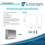 Dispensador De Papel Interfoliado En Acero Inoxidable Exoriam 25.8cm X 28.3cm X10cm - Imagen 3