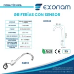 Grifería Con Sensor Automático Cuello De Ganso Empotrable Exoriam 29.5cm X 21.5cm X 4.3cm - Imagen 4