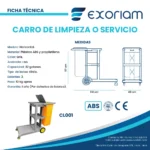Carro De Limpieza Multi Funcional Porta Elementos Plástico Abs Gris Exoriam  97cm X 49cm X 114cm - Imagen 3