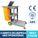 Carro De Limpieza Multi Funcional Porta Elementos Plástico Abs Gris Exoriam  97cm X 49cm X 114cm