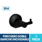 Perchero De Pared Acero Inoxidable Doble Gancho Negro Mate Exoriam