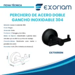 Perchero De Pared Acero Inoxidable Doble Gancho Negro Mate Exoriam - Imagen 4