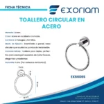 Toallero De Mano Circular En Acero Inoxidable Exoriam - Cromado (16cm X 16cm) - Imagen 4