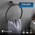 Toallero De Mano Circular En Acero Inoxidable Exoriam - Negro Mate (16cm X 16cm) - Imagen 4