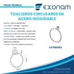 Toallero De Mano Circular En Acero Inoxidable Exoriam - Plata Cepillado (16cm X 16cm) - Imagen 4