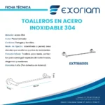 Toallero Barra Acero Inoxidable Exoriam 5cm X 60cm X 6cm - Imagen 3