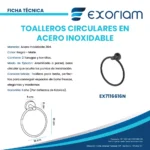 Toallero De Mano Circular En Acero Inoxidable Exoriam - Negro Mate (16cm X 16cm) - Imagen 3