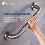 Barra De Seguridad Acero Inoxidable Satinado Exoriam De 90cm - Imagen 3
