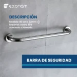 Barra De Seguridad Acero Inoxidable Brillante Exoriam De 90cm - Imagen 3