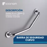 Barra De Seguridad Curva Brillante Acero Inoxidable Exoriamde 50cm - Imagen 3
