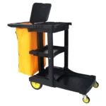 Carro De Limpieza Multifuncional Porta Elementos Plástico Abs Negro Exoriam 98 Cm X 51cm X 121.5cm - Imagen 2