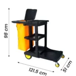 Carro De Limpieza Multifuncional Porta Elementos Plástico Abs Negro Exoriam 98 Cm X 51cm X 121.5cm - Imagen 3