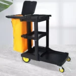 Carro De Limpieza Multifuncional Porta Elementos Plástico Abs Negro Exoriam 98 Cm X 51cm X 121.5cm - Imagen 4
