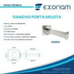 Gancho Para Muletas Rectangular Boleado Acero Inoxidable Exoriam 5cm X 5cm X 13.2cm - Imagen 4