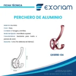 Perchero De Aluminio Rosa Exoriam 5cm X 13cm X 11.2cm - Imagen 3