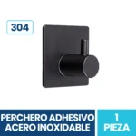 Gancho Adhesivo Negro En Acero Inoxidable Exoriam 5cm X 5cm