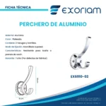 Perchero De Aluminio Satinado Exoriam 13cm X 6cm - Imagen 3