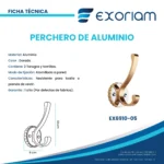 Perchero De Aluminio Dorado Exoriam 13cm X 6cm - Imagen 3