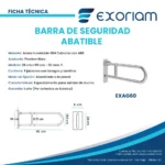 Barra Abatible De Seguridad Acero Inoxidable Satinado Exoriam De (28 Cm X 60cm) - Imagen 4