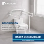 Barra de Seguridad Dual Pared y Piso Antideslizante Fotoluminiscente Acero Inoxidable 304 Recubierto con ABS Exoriam 90cm x 70cm x 60cm 35mm - Imagen 4