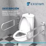 Barra Abatible De Seguridad Acero Inoxidable Satinado Exoriam De (28 Cm X 60cm) - Imagen 3