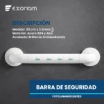Barra de Seguridad Recta Antideslizante Fotoluminiscente Acero Inoxidable 304 Recubierto con ABS Exoriam 30cm 35mm - Imagen 4