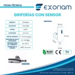 Grifería Con Sensor Automático Cilíndrica A Pared Bronce Cromado Exoriam 22cm X 10cm X 5cm - Imagen 3