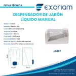 Dispensador De Jabón Manual Cubico 1000ml Plástico Abs Exoriam 19cm X 11.5cm X 10cm - Imagen 3