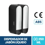 Dispensador De Jabón Doble Manual Dual Curvo Black 350ml Plástico ABS Exoriam 21cm x 12.8cm x 7.6cm