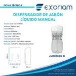 Dispensador De Jabón Doble Manual Dual Curvo Blanco 500ml Plástico ABS Exoriam 23.5cm x 15.2cm x 8.5cm - Imagen 3
