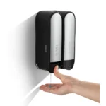 Dispensador De Jabón Doble Manual Dual Curvo Black 350ml Plástico ABS Exoriam 21cm x 12.8cm x 7.6cm - Imagen 2