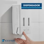Dispensador De Jabón Doble Manual Dual Curvo Blanco 500ml Plástico ABS Exoriam 23.5cm x 15.2cm x 8.5cm - Imagen 4