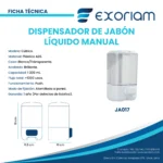 Dispensador De Jabón Manual Cúbico 1000ml Plástico Abs Exoriam 20.5cm X 12.4cm X 10cm - Imagen 3