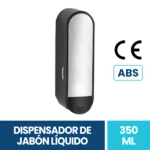 Dispensador De Jabón Manual Curvo Black 350ml Plástico ABS Exoriam 21cm x 6.5cm x 7.6cm
