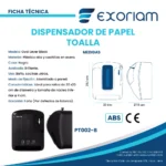 Dispensador De Papel Toalla Negro Manual Palanca Plástico Abs Exoriam 35.1cm X 27.5cm X 23cm - Imagen 3