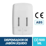 Dispensador De Jabón Doble Manual Dual Curvo Blanco 500ml Plástico ABS Exoriam 23.5cm x 15.2cm x 8.5cm