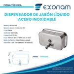 Dispensador De Jabón Horizontal En Acero Inoxidable De 1.2l Exoriam  21cm X 12.5cm X 6.5cm - Imagen 3