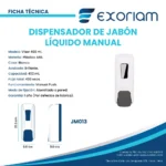 Dispensador de Jabón en Plástico Abs de 400ML Visor Exoriam 23.3cm X 8.8cm X 8.8cm - Imagen 3
